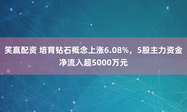 笑赢配资 培育钻石概念上涨6.08%，5股主力资金净流入超5000万元